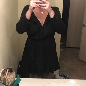 Black long sleeve ruffle dress